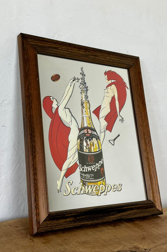 Schweppes advertising mirror, art nouveau sign, soft drink poster, soda, wall art collectables sign, picture