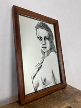 Load image into Gallery viewer, Stunning nude wall art mirror featuring a glamorous lady in a naked style with intricate portrait detail, created in the noir style, will impact your home decor.
