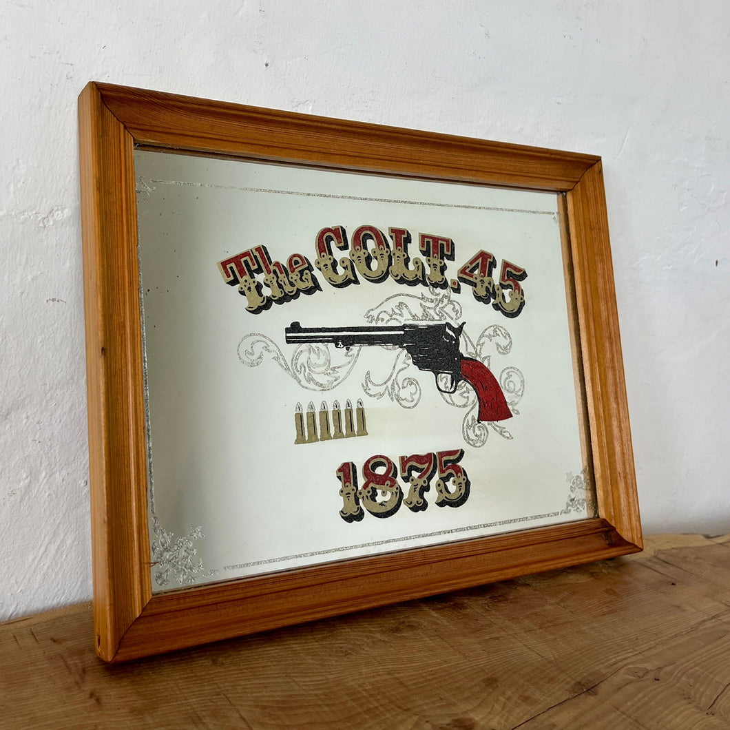 Stunning vintage Colt. 45 pistol advertising mirror, Americana, western, collectibles