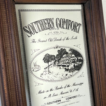 Load image into Gallery viewer, showcasing the iconic picture of the Mississippi in stunning detail, as well as the bold logo and calligraphy wording information. The wooden frame is mid to dark in colour and nice vintage condition
