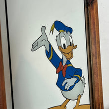 Load image into Gallery viewer, Magical Donald Duck mirror with vivid colours wearing his iconic clothing with vibrant tones viewed on one of his better happy days created my Aspell Saggers in 1977 with Walt Disney production mark.
