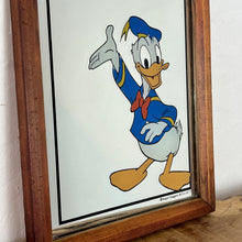 Load image into Gallery viewer, Magical Donald Duck mirror with vivid colours wearing his iconic clothing with vibrant tones viewed on one of his better happy days created my Aspell Saggers in 1977 with Walt Disney production mark.
