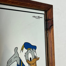 Load image into Gallery viewer, Magical Donald Duck mirror with vivid colours wearing his iconic clothing with vibrant tones viewed on one of his better happy days created my Aspell Saggers in 1977 with Walt Disney production mark.
