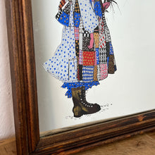 Load image into Gallery viewer, Wonderful vintage Holly Hobbie patchwork mirror, children art, retro, kitsch, nostalgic picture
