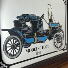 Load image into Gallery viewer, Unique detailed model T picture featuring a colourful design with excellent intricate finish, incredible tone, and great care taken to create the design, bold fonts detailing Ford 1910 with Victoria style border.
