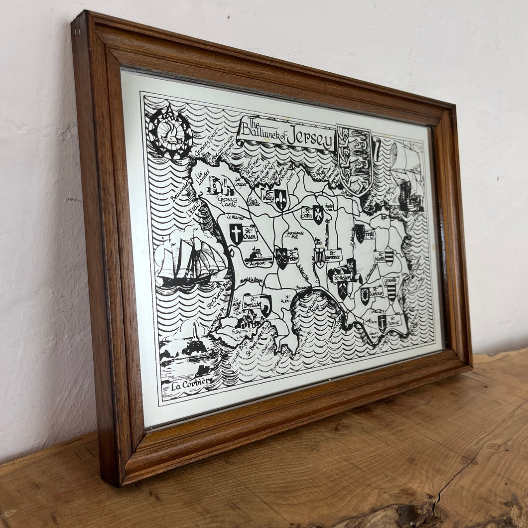 The Bailiwick of Jersey historic vintage maps, vintage mirror, Great Britain picture, collectable wall art