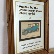 Load image into Gallery viewer, Vintage prestige Rolls Royce Silver Ghost 1912 advertising mirror featuring a glamourous design with antique pictures of the luxury car in intricate finish, excellent quotes in stylish fonts with a straight gold border.
