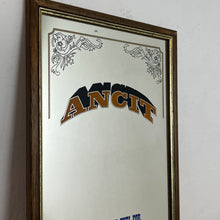 Load image into Gallery viewer, Striking Ancit fuel mirror with vivid bold fonts on the branding with further wording toward the bottom with an intricate Victorian border to create a stand-out advertising piece.
