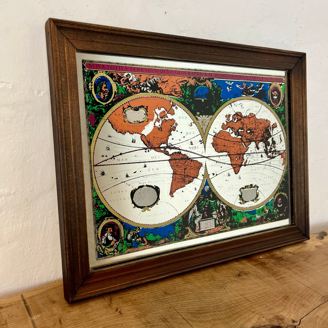 Stunning vintage world map mirror, hydrographica tabvla, historical wall art, dutch cartography,Henricus Hondius map picture, early atlas