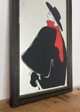 Load image into Gallery viewer, Stunning vintage wall art mirror featuring the famous cabaret star now in a gallery at San Diego Museum of Art, with vivid tones with wide brimmed hat and scarf creating a classic Lautrec art nouveau design.

