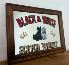 Load image into Gallery viewer, Famous Black &amp; White scotch whisky, vintage advertising mirror, wine and spirits, bar and pub sign, wall art, collectibles piece
