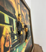 Load image into Gallery viewer, An amazing game of Fate by Chris Consani features Hollywood stars from the 40s and 50s featuring the stars in a pool hall with quality details with fantastic craftsmanship with intricate detail, the artwork comes on a raised sculptural wooden sign.
