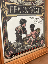 Load image into Gallery viewer, An Appealing Vintage mid-century Pears Soap Advertising mirror featuring an antique Victorian baby bath scene with intricate detail and stand-out fonts.
