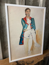 Load image into Gallery viewer, Original Vintage Watercolour Painting Trendy Man on Chair Eastern European
