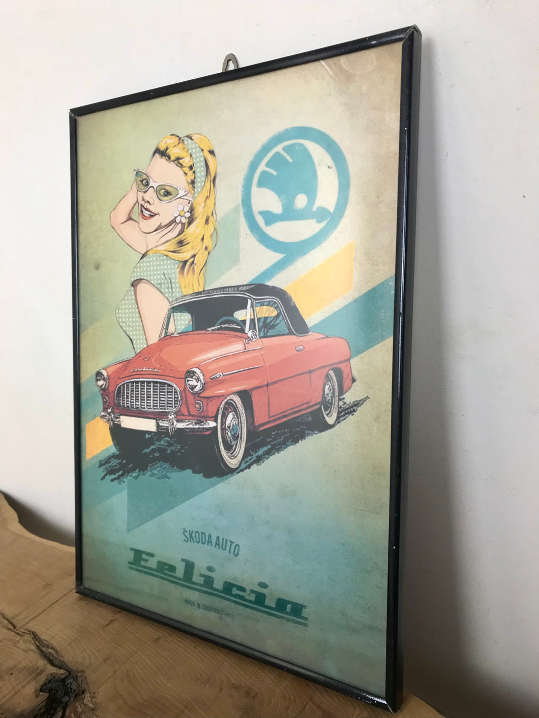 Skoda Felicia vintage stylish retro car automotive framed collectibles advertising piece