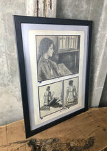 Load image into Gallery viewer, Fashionable vintage 1960’s pencil Drawing portrait of lady’s numbers listings stylish art work Eastern European piece
