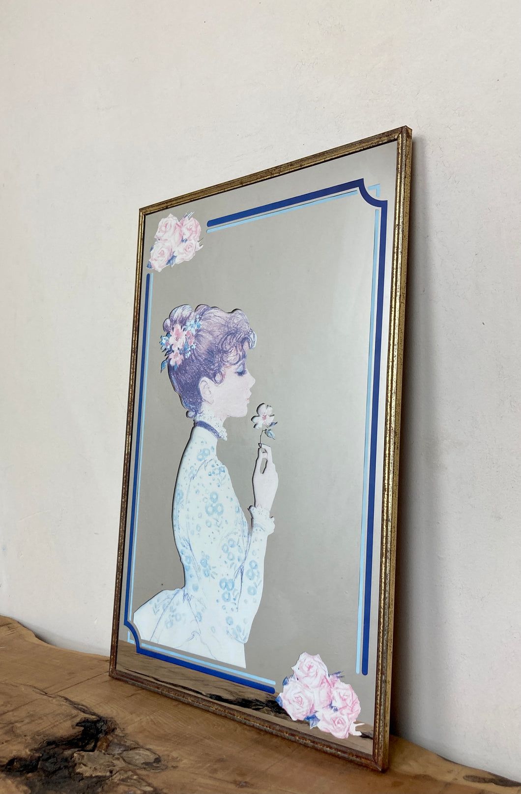 Stylish vintage art nouveau lady flapper mirror collectibles wall art piece