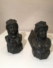 Load image into Gallery viewer, Pair Of Antique Cast Iron C 1900 French ladys Andirons Firedogs
