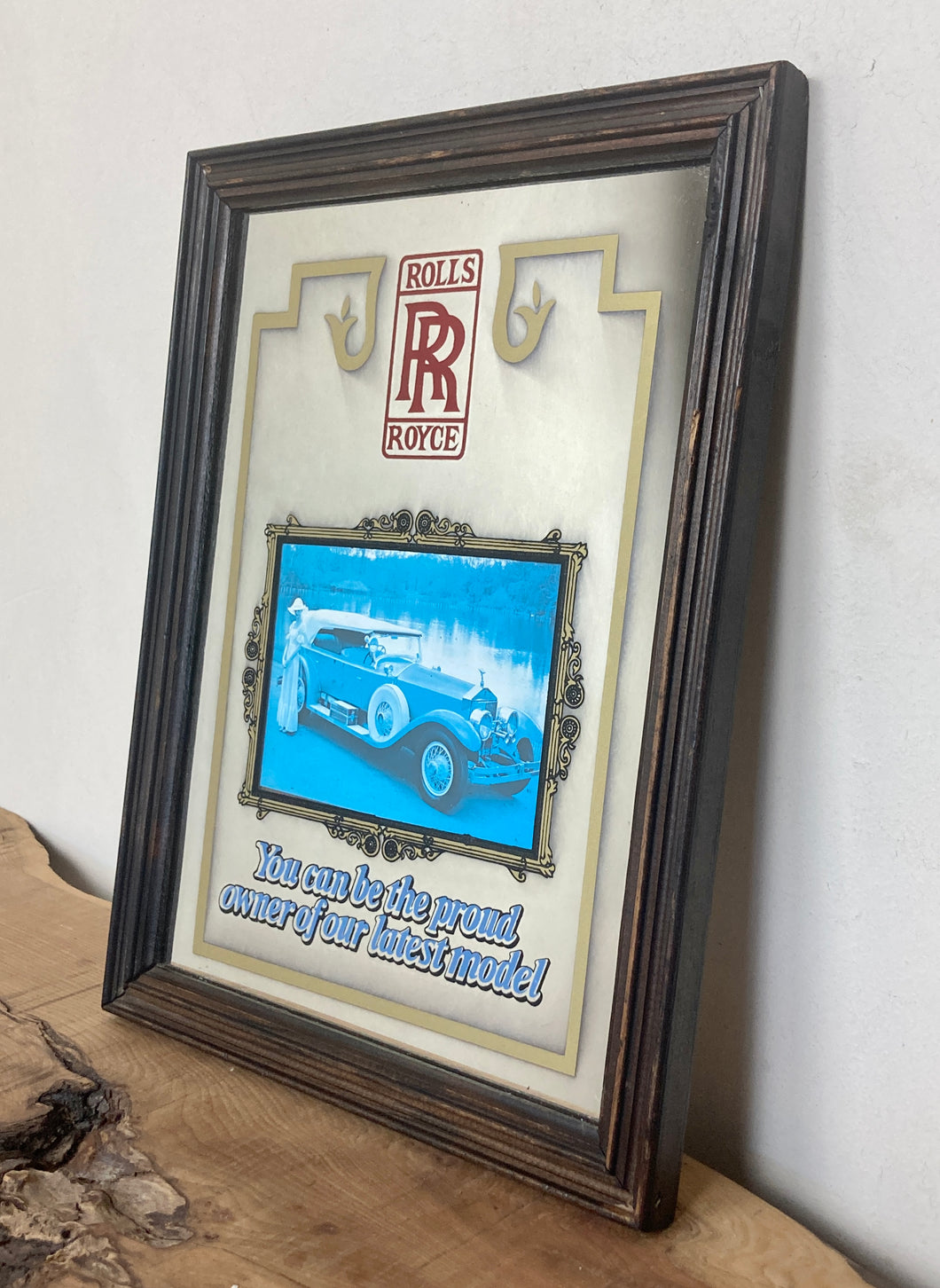 Great vintage Rolls Royce mirror automotive car advertising collectibles piece