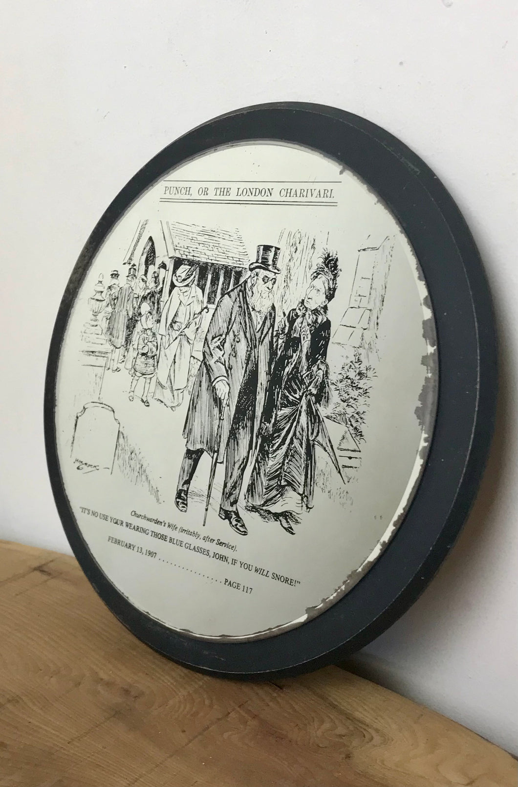 Vintage Punch magazine London humorous Edwardian advertising mirror