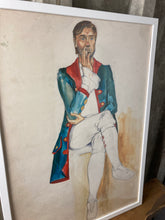 Load image into Gallery viewer, Original Vintage Watercolour Painting, fashionable Man on Chair

