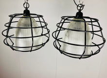 Load image into Gallery viewer, Set Of Industrial Light Pendant Fixture metal and glass Bespoke  Design
