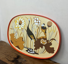 Load image into Gallery viewer, Lovely vintage art deco birds large decorative serving tray retro home decor collectibles piece
