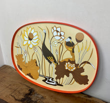 Load image into Gallery viewer, Lovely vintage art deco birds large decorative serving tray retro home decor collectibles piece
