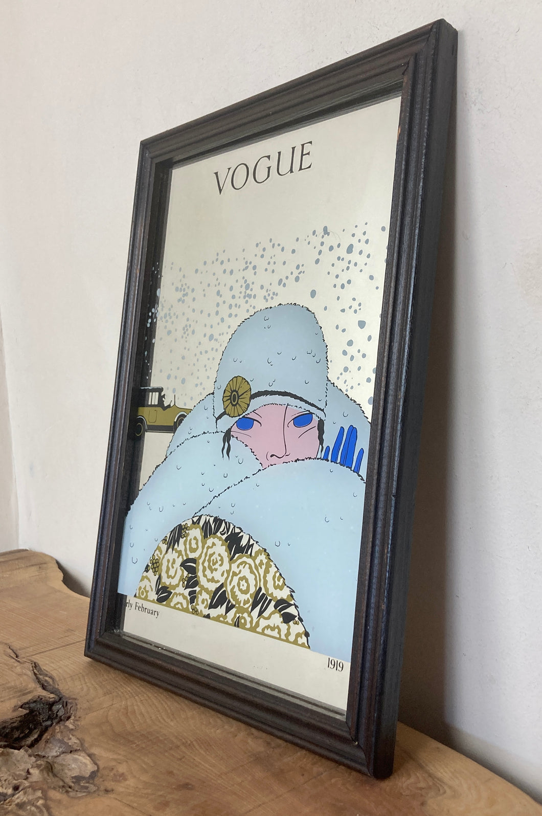 Vintage Vogue magazine  cover Art Deco mirror winter advertising collectible early February 1919