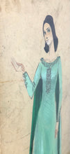 Load image into Gallery viewer, Vintage original watercolour picture, elegant lady 1960’s art work
