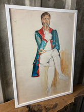 Load image into Gallery viewer, Original Vintage Watercolour Painting Trendy Man on Chair Eastern European
