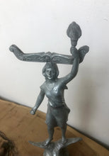 Load image into Gallery viewer, Lovely antique art nouveau figures Le JOUR and La NUIT french spelter statues sculptures card holders collectibles piece
