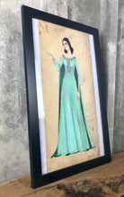 Load image into Gallery viewer, Vintage original watercolour picture, elegant lady 1960’s Eastern European artwork
