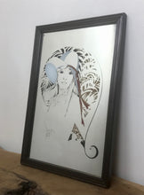 Load image into Gallery viewer, Lovely vintage art nouveau mirror lady with hat collectibles design
