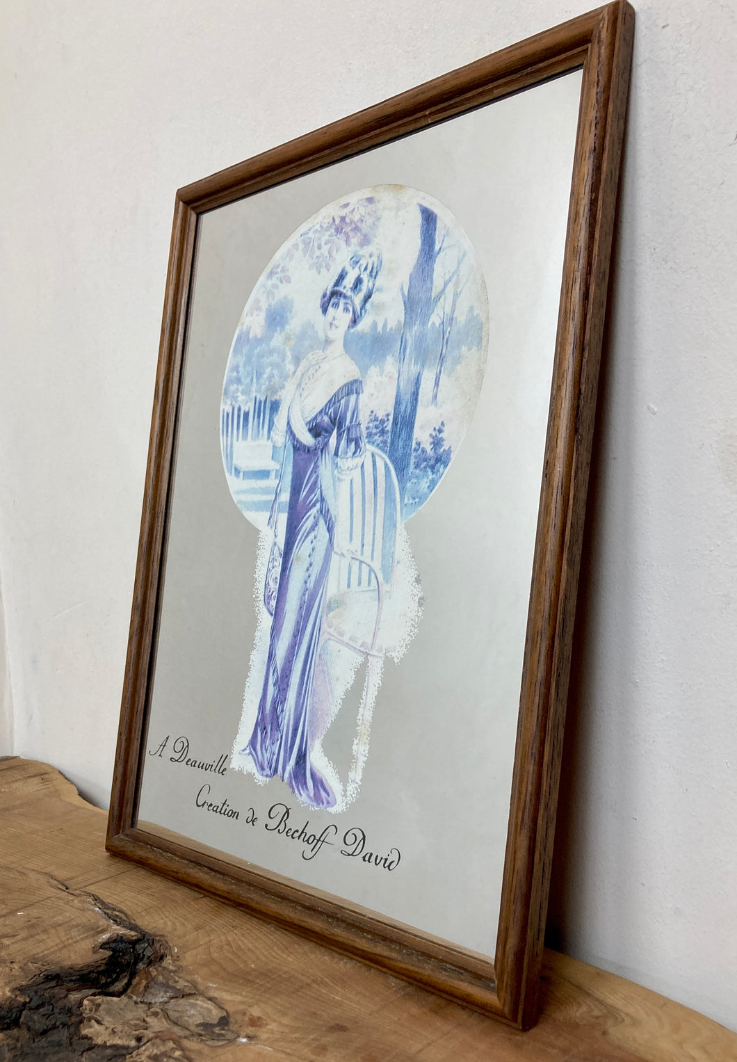 Stunning vintage French art nouveau advertising lady mirror collectibles piece