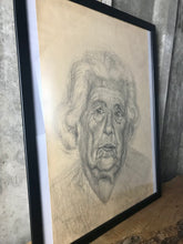 Load image into Gallery viewer, Stylish original vintage 1960’s pencil Drawing Old lady portrait Eastern European design Collectible piece
