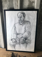 Load image into Gallery viewer, Stylish original vintage 1960’s pencil drawing old man with jumper Eastern European design collectible wall art piece
